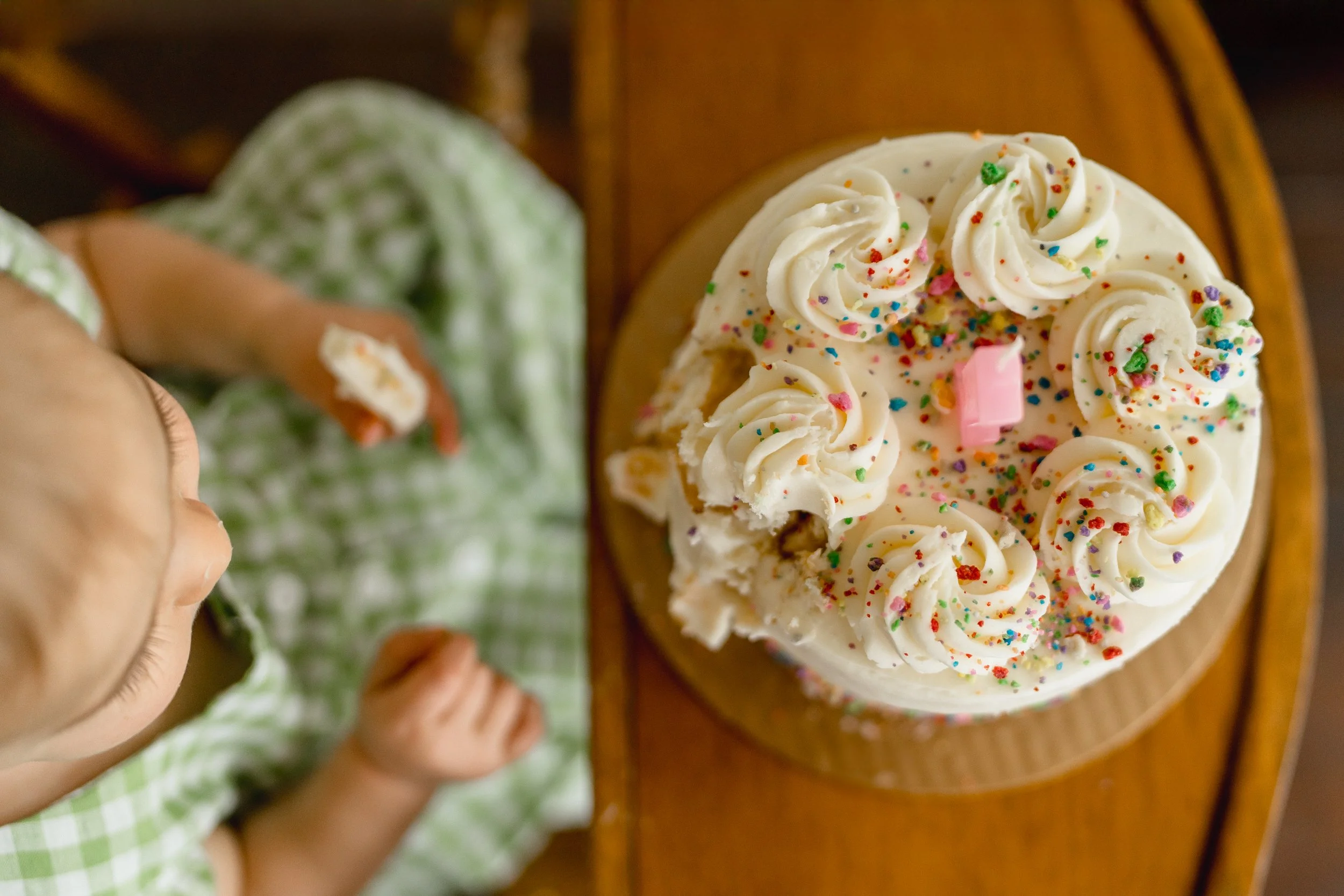 baby girl at home on her first birthday morning natural light Austin lifestyle family photographer