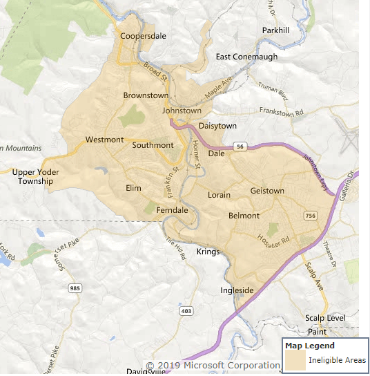 Cambria County Zip Code Map