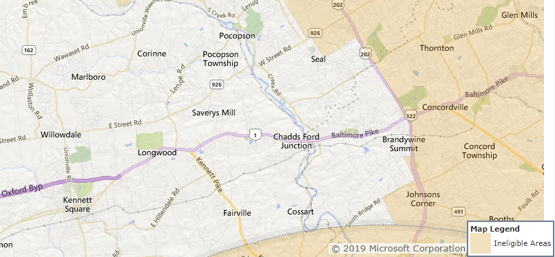 Kennett Square USDA Loan - Eligible Areas