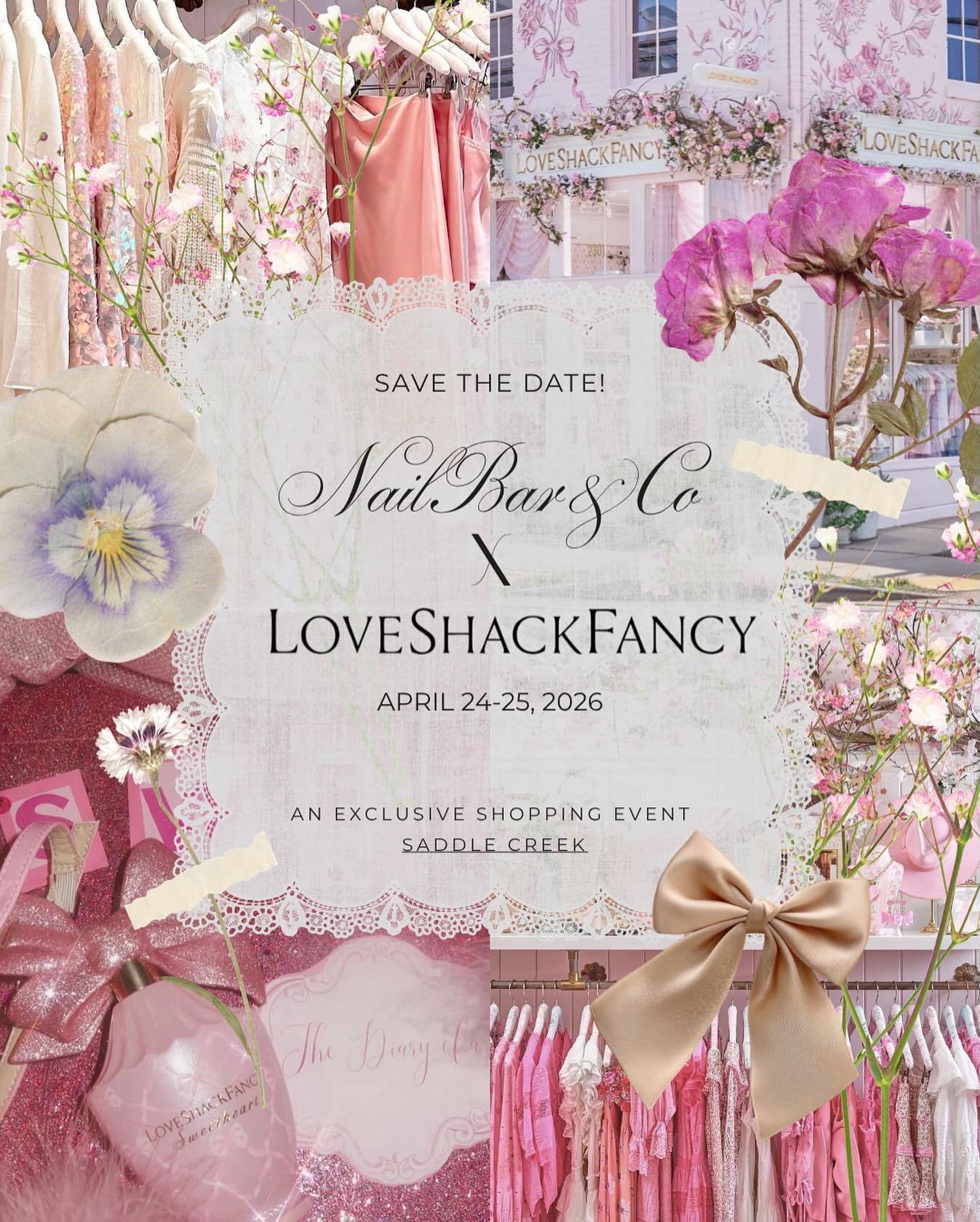 Wait&hellip; did we just say @loveshackfancy in Memphis? 💕 Yes. Yes we did.

Nailbar &amp; Co is bringing all the florals + frills to Saddle Creek April 24&ndash;25 for an exclusive shopping moment you definitely don&rsquo;t want to miss.

Consider 
