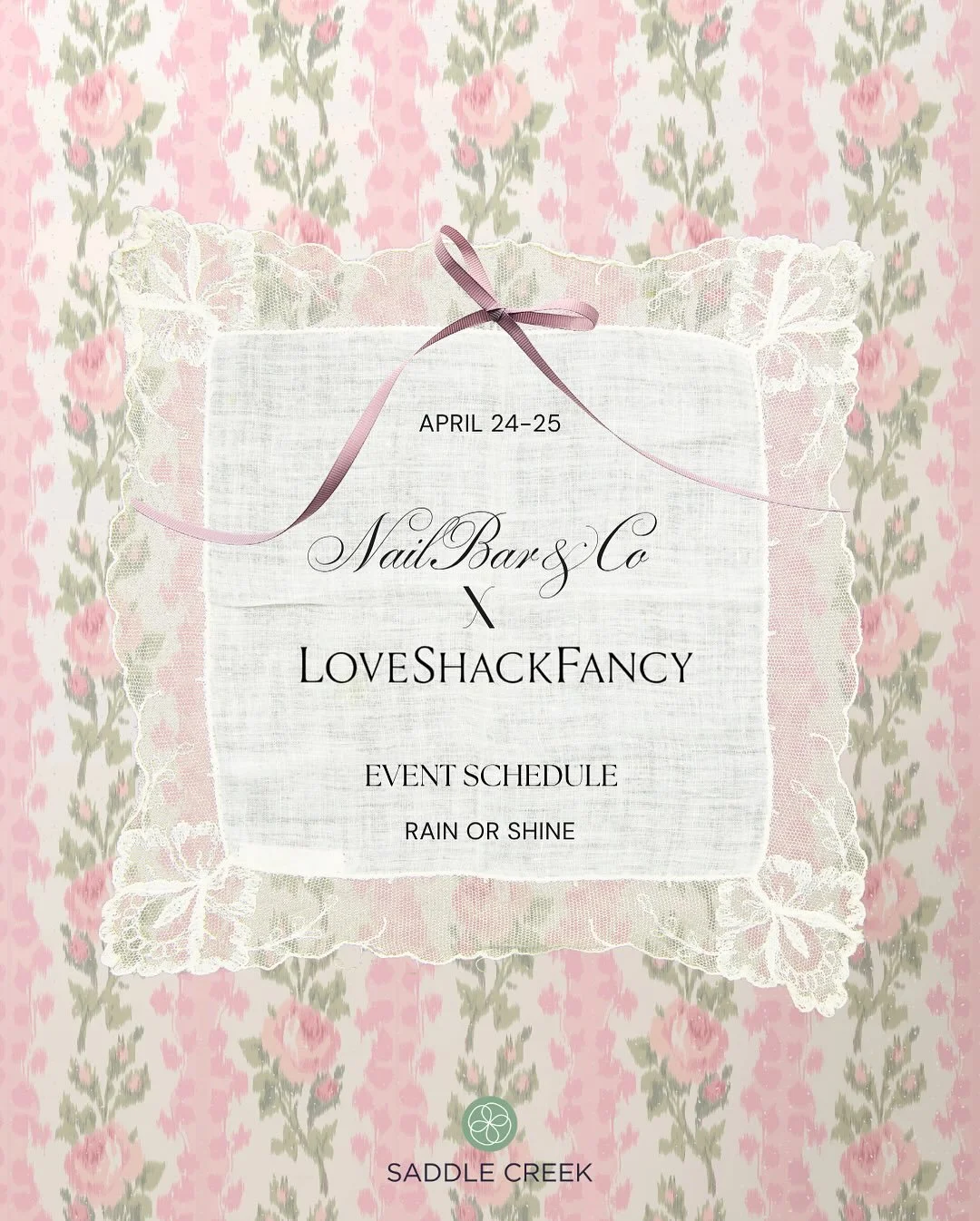 The lineup you&rsquo;ve been waiting for! 💕

Shop LoveShackFancy in-store at Nailbar &amp; Co all weekend long, alongside a curated mix of local vendors. 

Start planning your stops and come spend the weekend with us at Nailbar &amp; Co. 

Rain or s