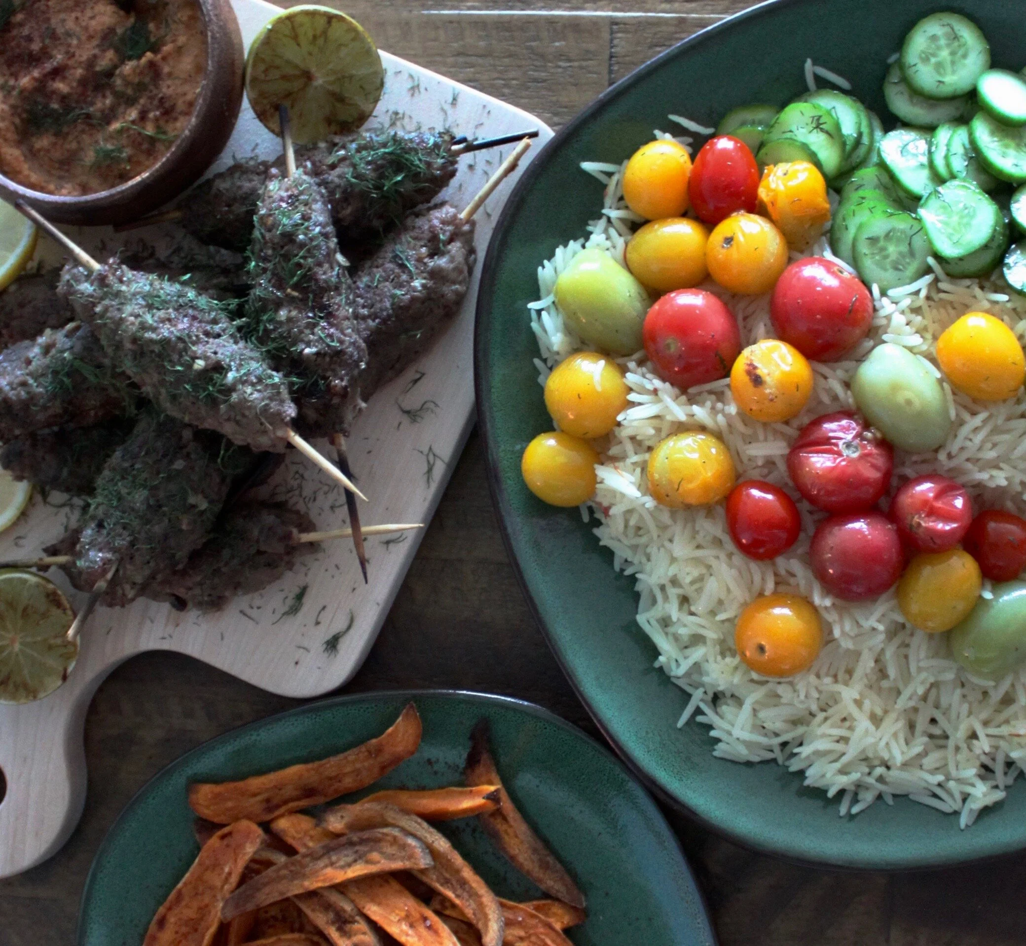 Kefta Kebabs with Saffron Rice