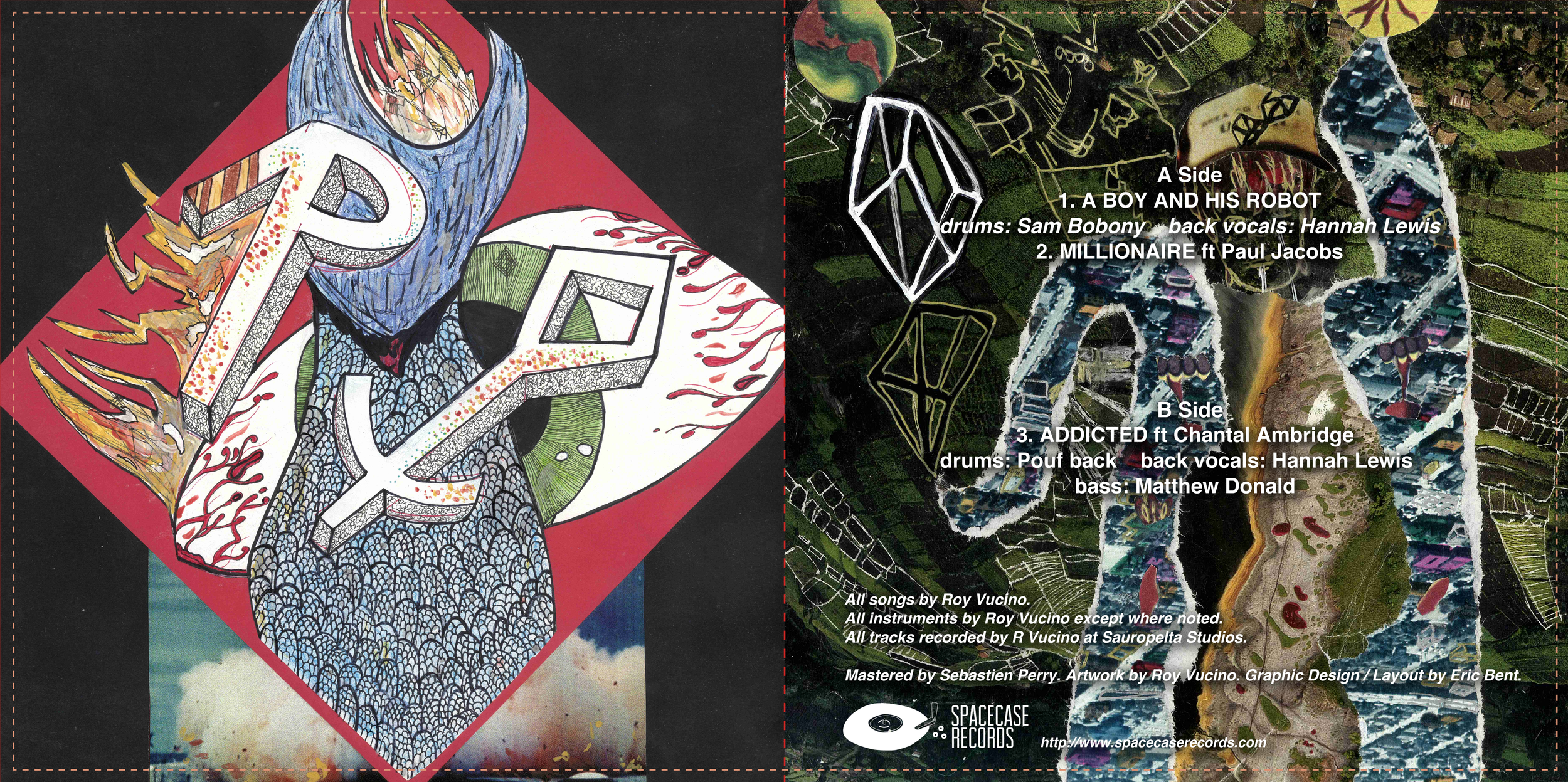 Layout for 7 inch record: Red Mass, Photoshop and Indesign, 2024