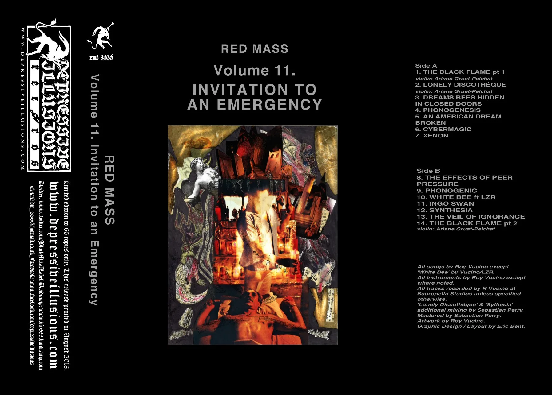 Layout for cassette tape: Red Mass-Invitation To An Emergency, 2023