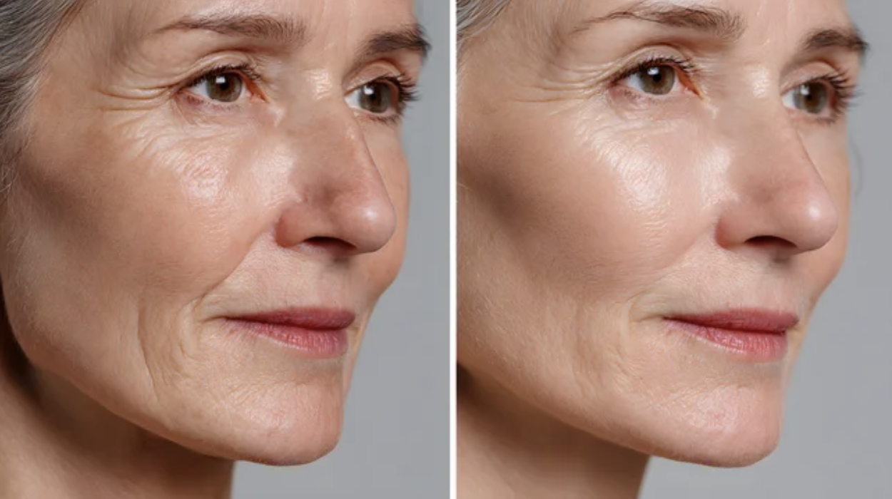 Women before and after pictures from having a RF micro needling procedure at Skin RNI in Canmore.