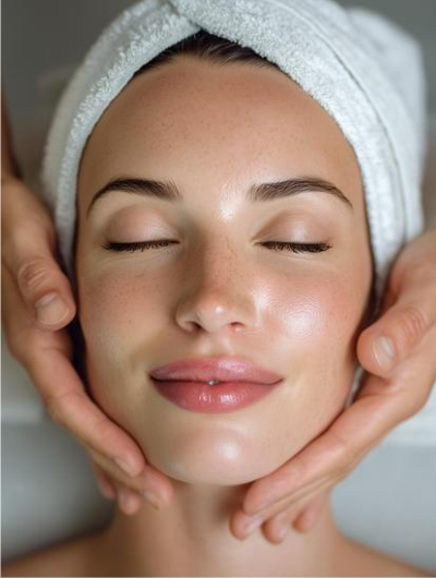A lady at Skin RNI in Canmore getting a wellness check