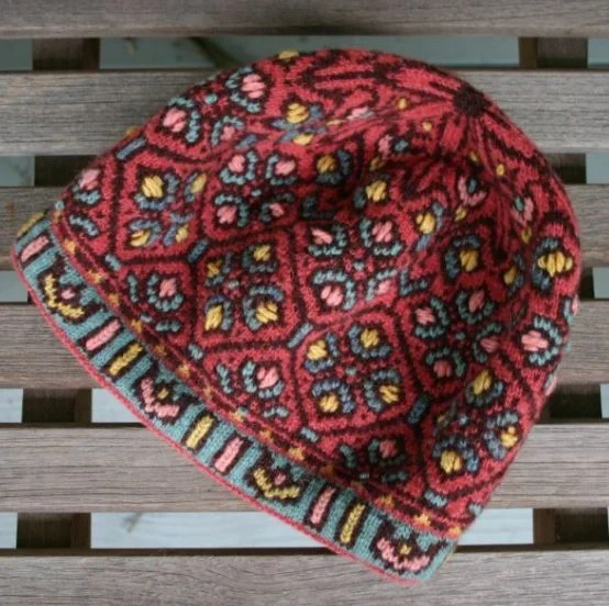 Fair Isle knitting patterns-Allamanda Hat Knitting Pattern PDF