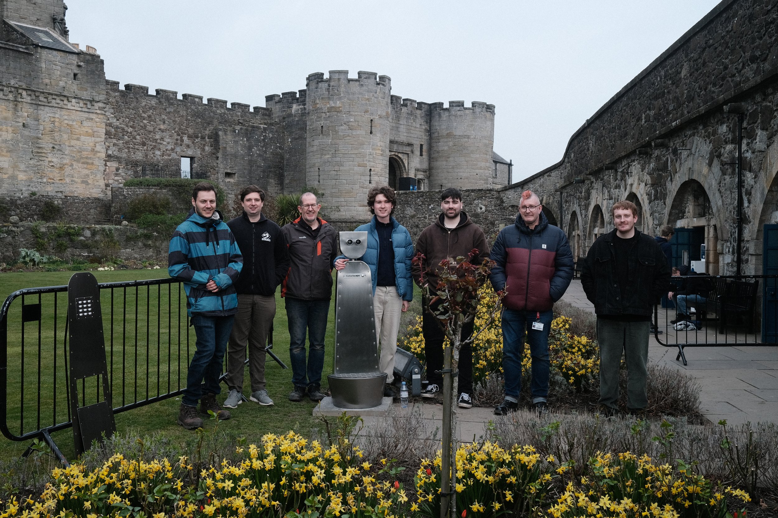SENSEcity Team at Stirling Castle in March 2022 after Historiscope was installed.
