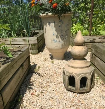 Crunchy garden gravel path.