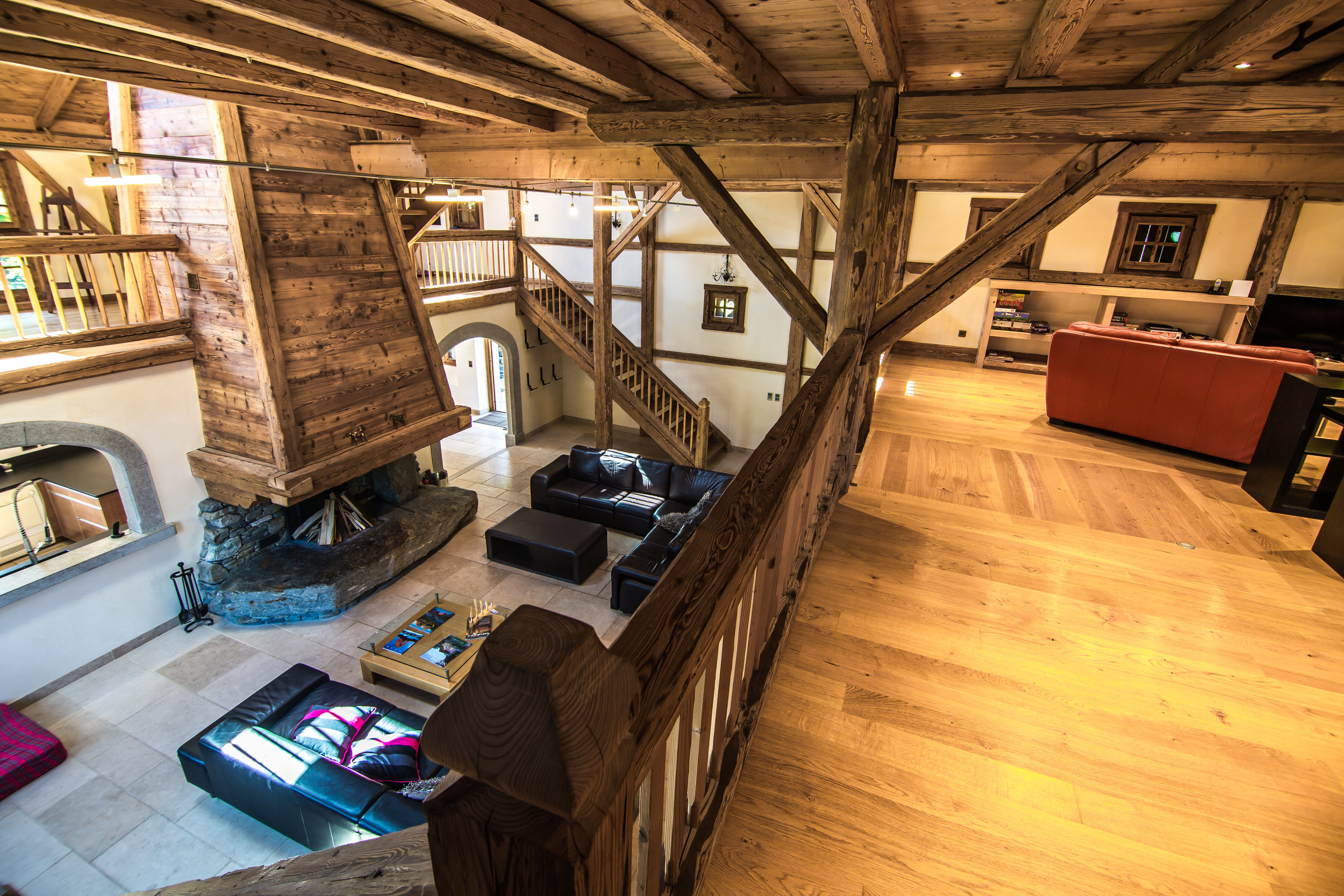 View of the living room from the 2nd floor mezzanine 