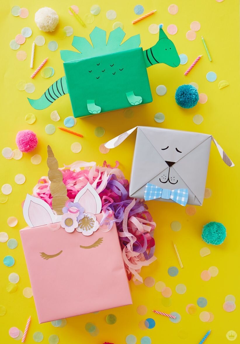 Gift wrapping with a surprise! Confetti and origami boxes 