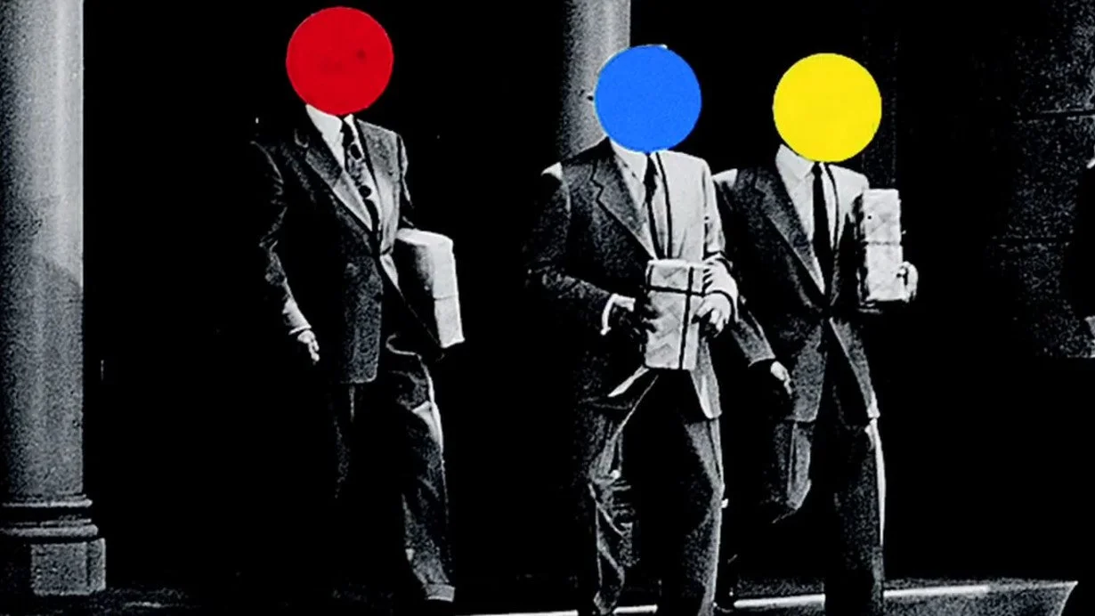Collage with Photos and Shapes like John Baldessari