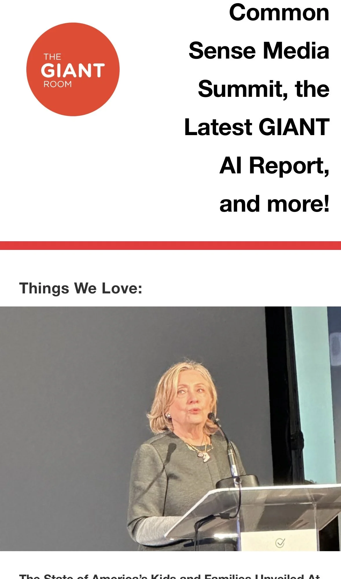The GIANT Room at the Common Sense Media Summit, the Latest Giant AI Report, and more!