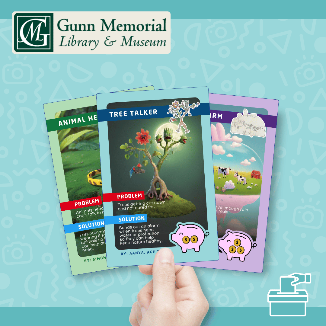 Design Community Invention Trading Cards at Gunn Memorial Public Library