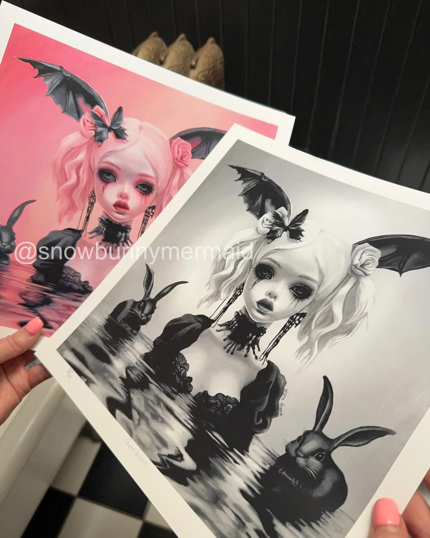 🖤🤍 I decided to make a small edition of a black and white version of this painting &ldquo;Guardians&rdquo;. It&rsquo;s available on my website, link in bio or direct link in my stories. I will also be selling it @punkrockfleamarketyyc May 31st🖤🤍
