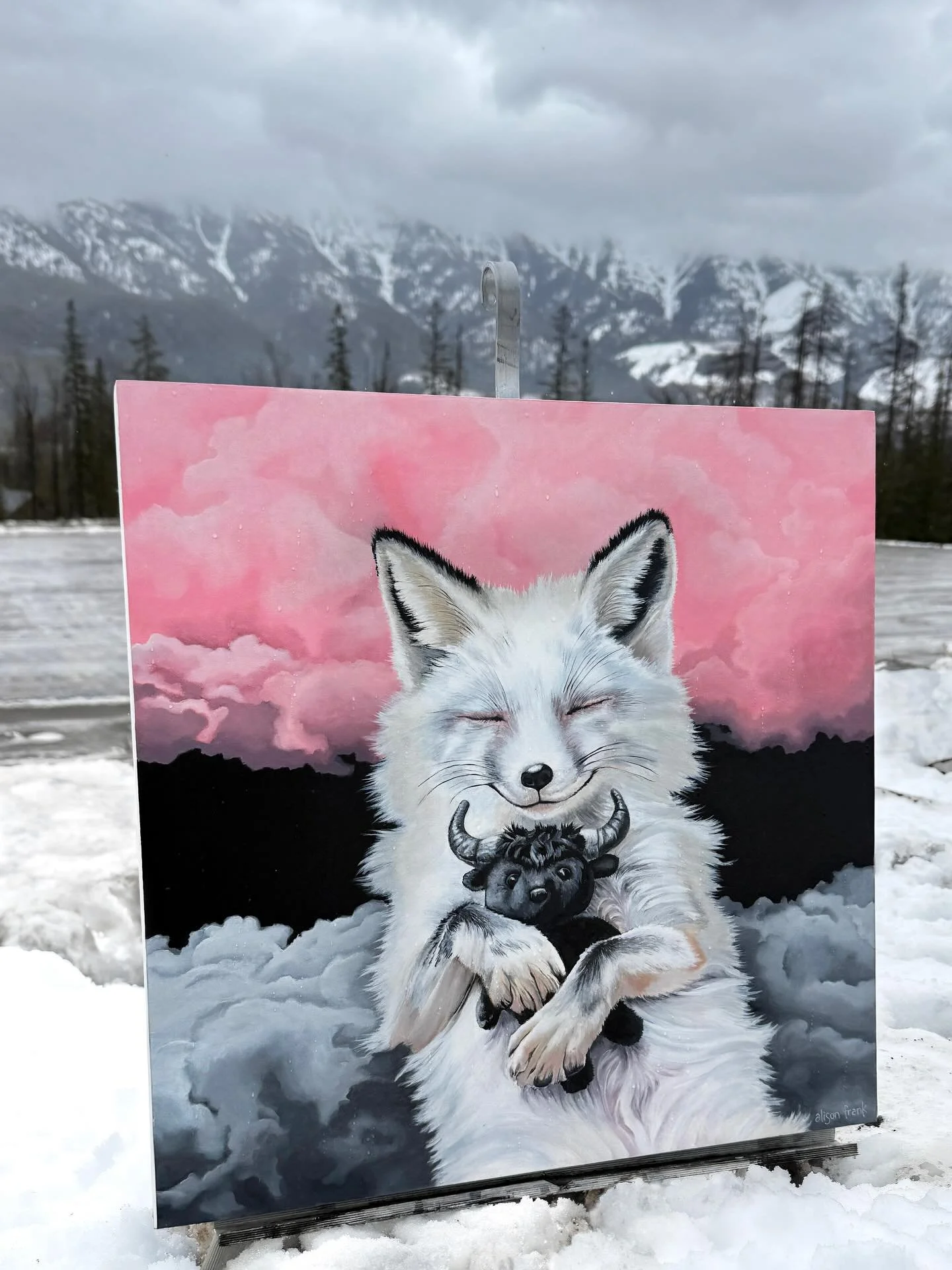 Taming the Labyrinth unravels an ancient Greek myth, where labyrinths were built to trap the Minotaur. (A half bull, half human creature which was feared, hunted, and destined to be slain). Here, that story softens. My fox sleeps against a drifting w