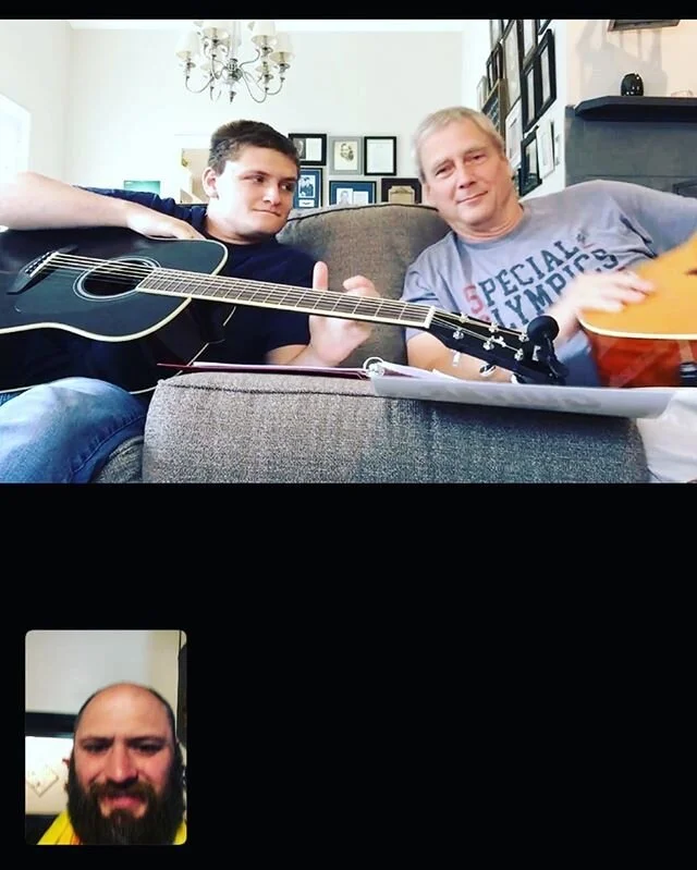 Student Updates: @jamie_vawter and Zach are now 4 #songs deep as a #fatherandson #guitarduo !! They are getting so tight and clean with their #chord changes and shapes 🎸 - soon I hope to get them #singing while playing !! Zach has also been masterin