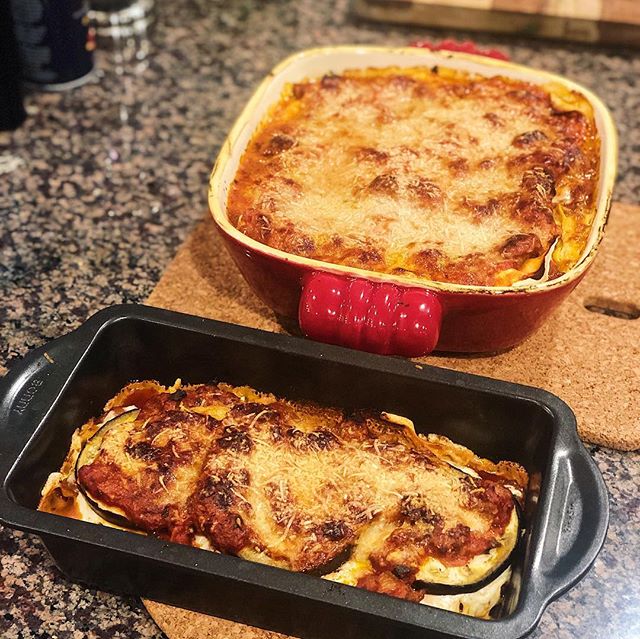 My niece and I made sausage lasagna &amp; dairy free eggplant lasagna last night 😋 check out my stories! @foodnetwork recipe is pretty simple and not hard for a first timer - great recipe to make with my niece!
.
.
.
#lasagna #foodnetwork #homemade 