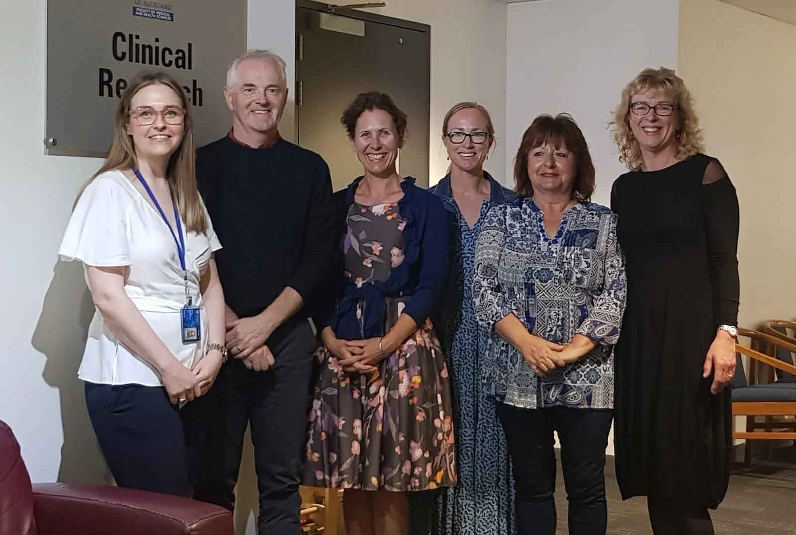 From left - Kerry Walker Senior Clinical Research Coordinator, Associate Professor Richard Roxburgh: Neurologist and Principal Investigator, Miriam Rodrigues: Curator of the NZ Neuromuscular Disease Registry, Julie Rope: Neurophysiotherapist and Co-investigator, Barbara Croawell: Secretary FARA NZ and Dianne Boon: Chairperson FARA NZ.