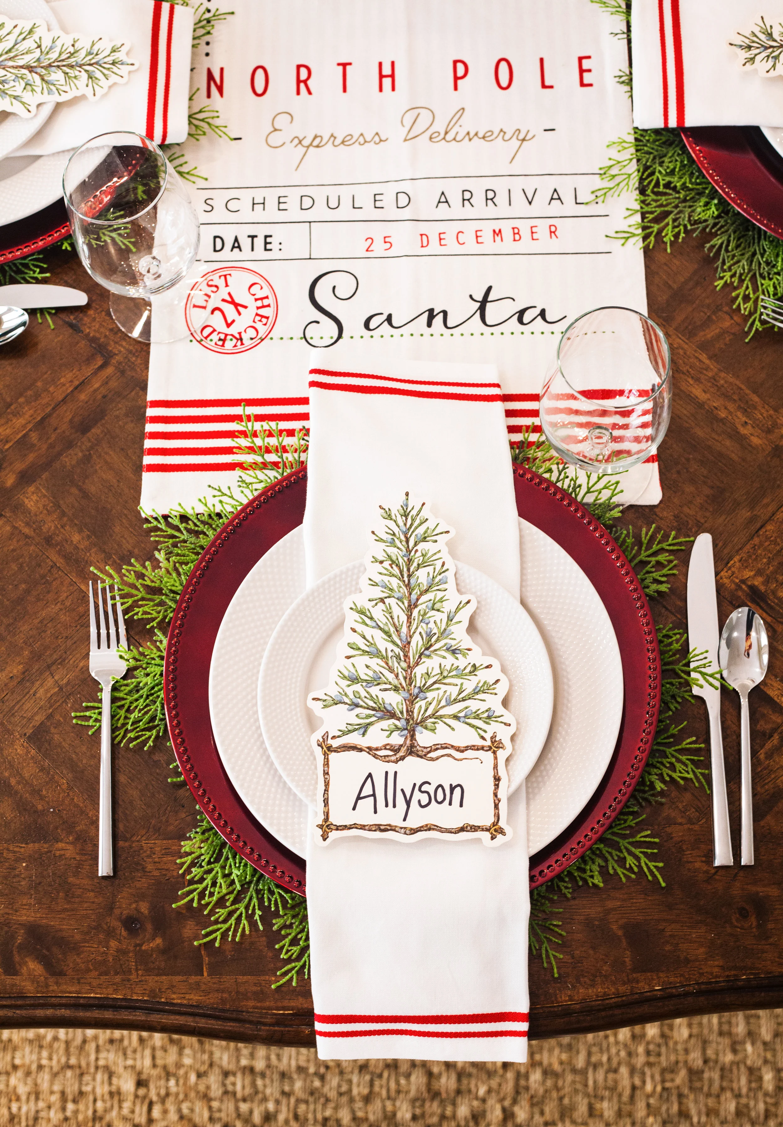 Table setting rental, Oh What Fun (Christmas Holiday)