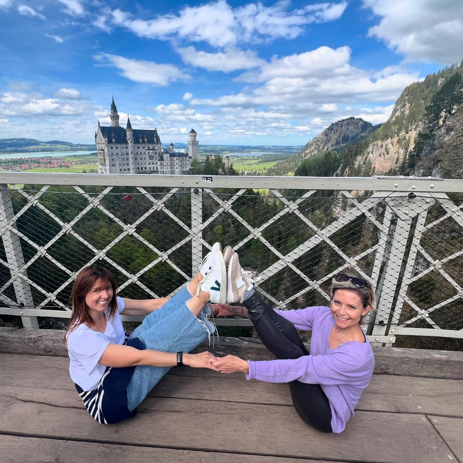 It&rsquo;s a special #internationalpilatesday for me as I&rsquo;m in Germany, and with my dear friend @jennywinkelmannfit who I met through Pilates. We may have caused a major tourist traffic jam but doing a teaser with the Neuschwanstein Castle in t