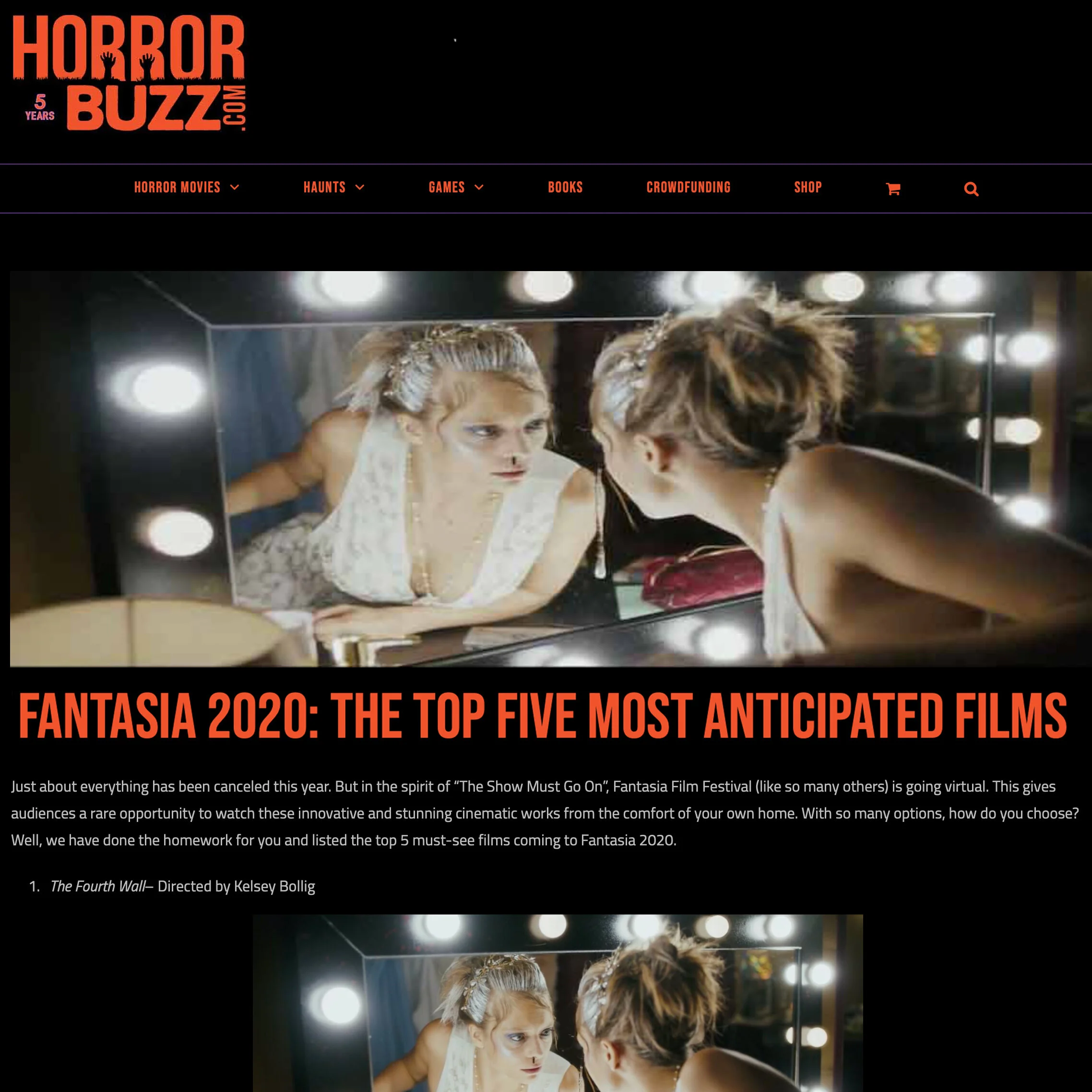 Horror Buzz: The Fourth Wall Featured In Top Five Most Anticipated Films of Fantasia 2020
