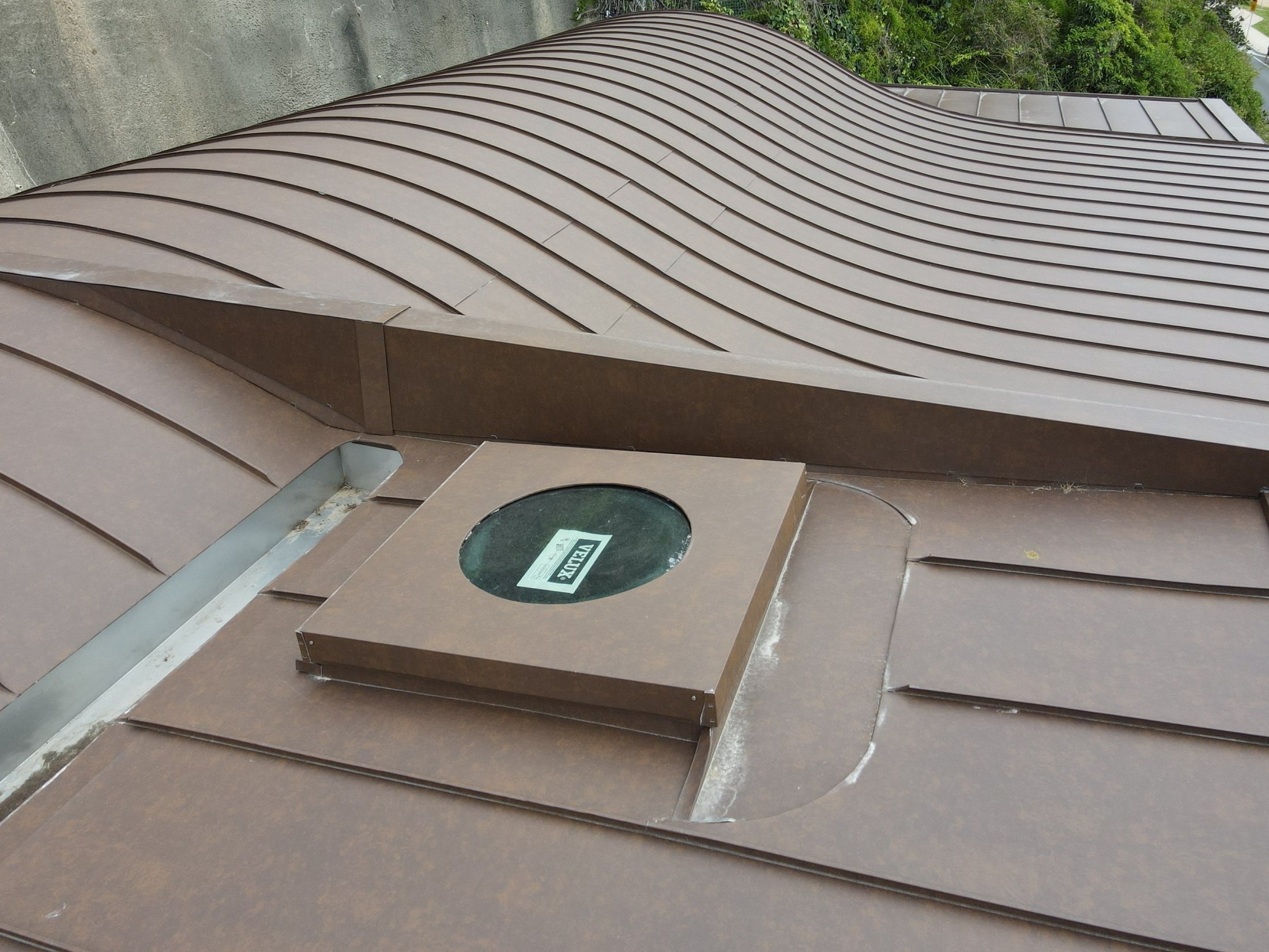 Custom skylight and standing seam copper roof cladding Sydney