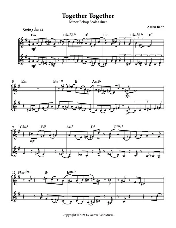 "Together Together" Duet for 2 Bb instruments