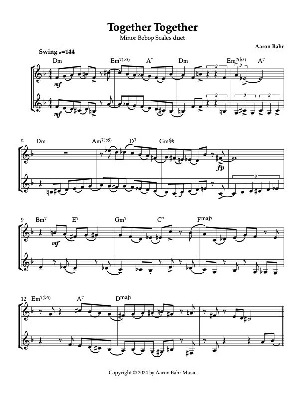 "Together Together" Duet for 2 concert pitched instruments