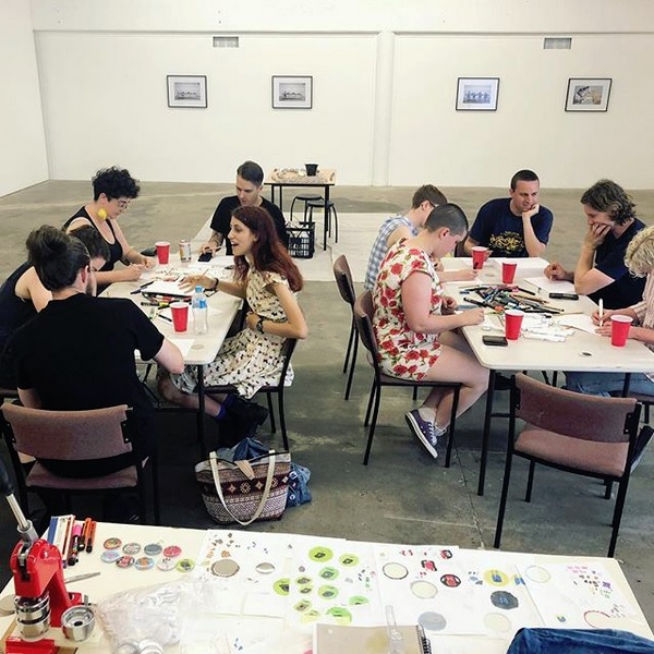 Personalised Badge-making Workshops, hosted at Outer Space Artist Run Initiative, 2018 - 2019. Photograph by Caity Reynolds.
