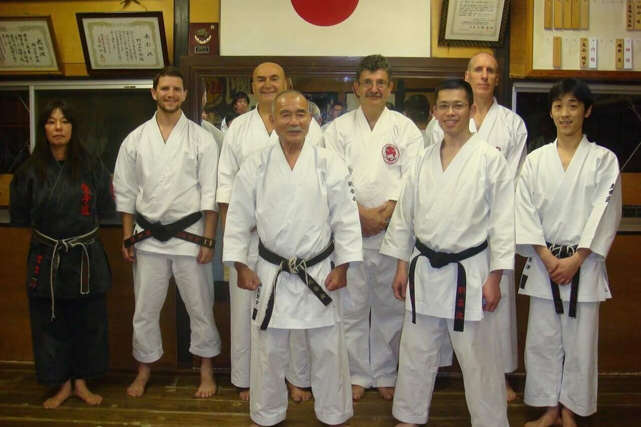 Peter, James, Manuel and Rich visiting Master Noguchi at his hombu dojo and meeting his Goju Ryu students