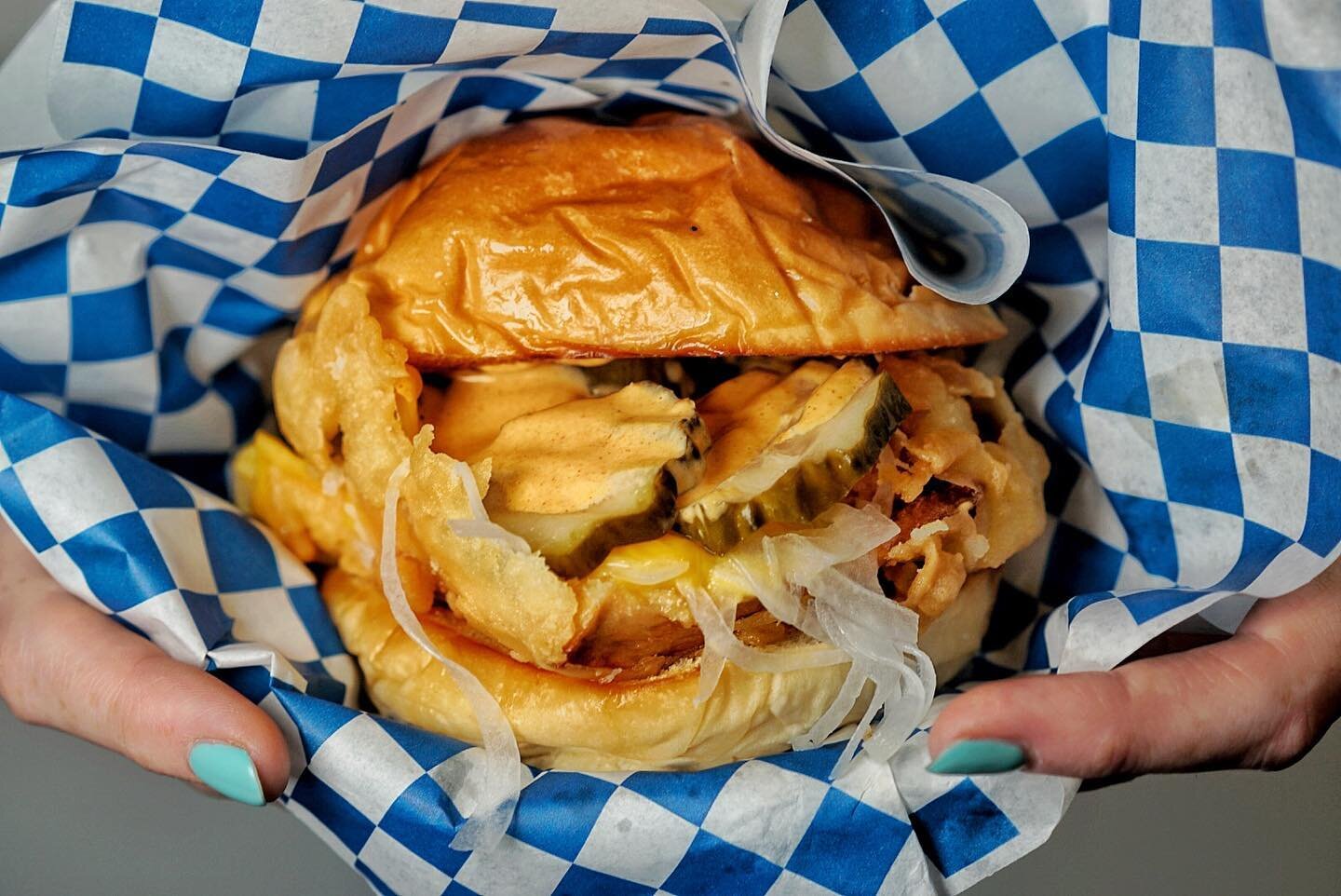 We can&rsquo;t pick favorites, but we sure are proud of our @twohandsburger tofu co-star, shot by @steiner_soph for @thatsshanghai 🍔 Get your hands on a taste at The Blarney Stone this Wednesday and Thursday from 7-11PM ✋🏼🤚🏼