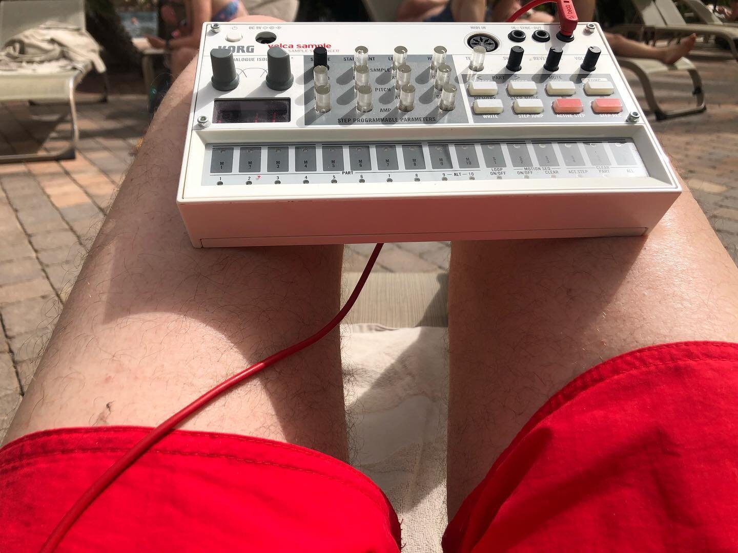Working on some Strange Gravity beats by the pool :)
