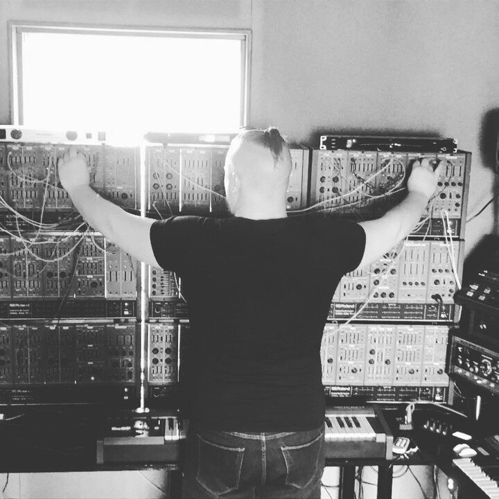 Worshipping at the altar of the mighty Roland System 100m with Matthew Leigh Embleton at Silver Shark Studios