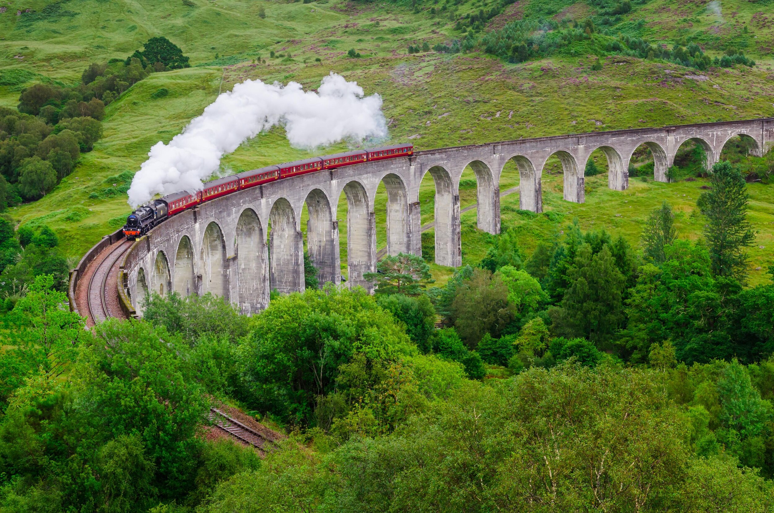 The+Jacobite+Steam+Train+passes+over+the+Glenfinnan+Monument