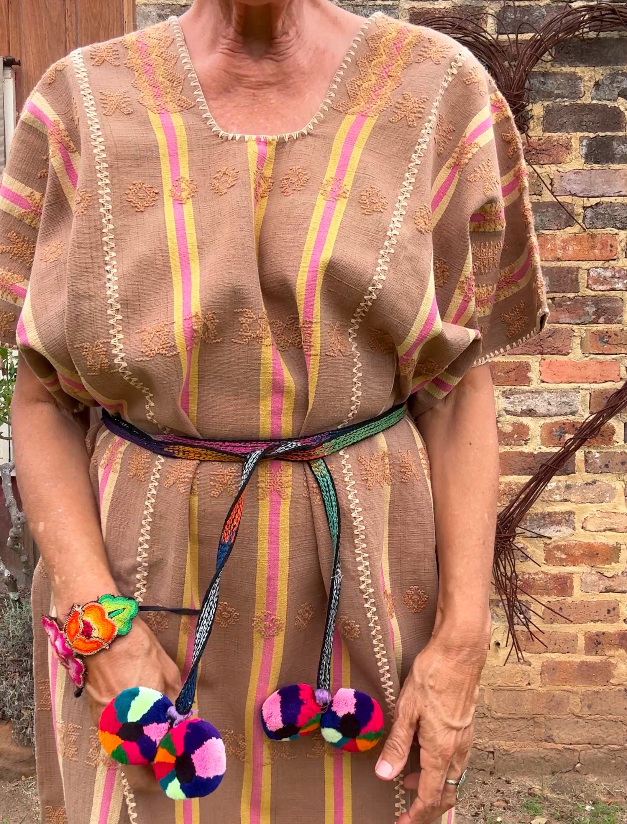 Coyuchi Kaftan w:multicol pom pom Belt.jpeg