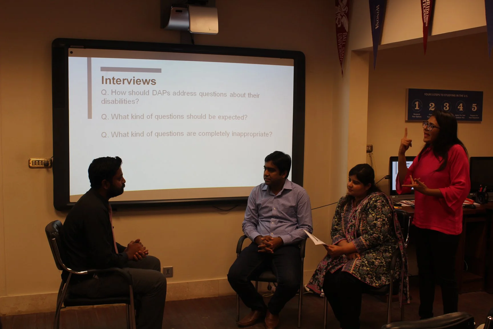 Recruiters from Nestle and Business Partnerz conducting a mock interview