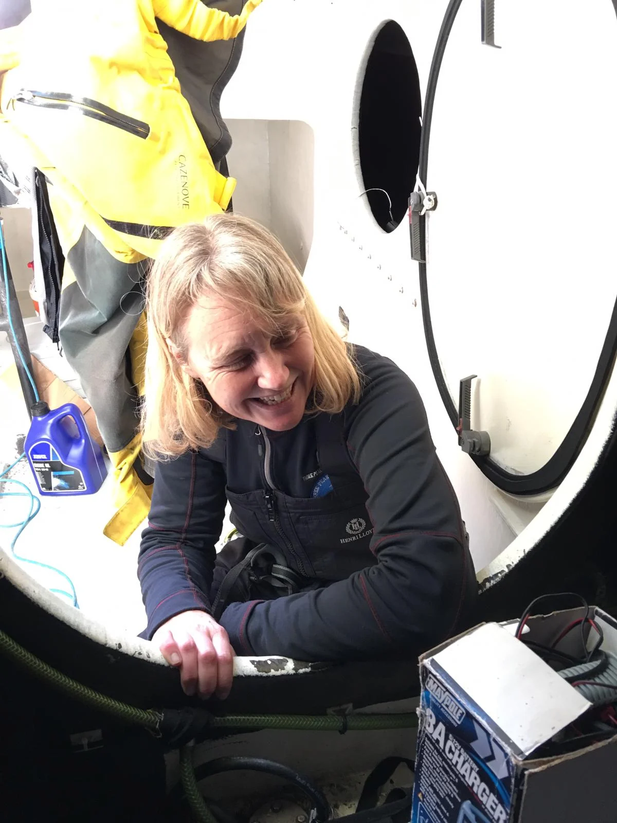 A proud moment, showing off my completed work in the engine room.