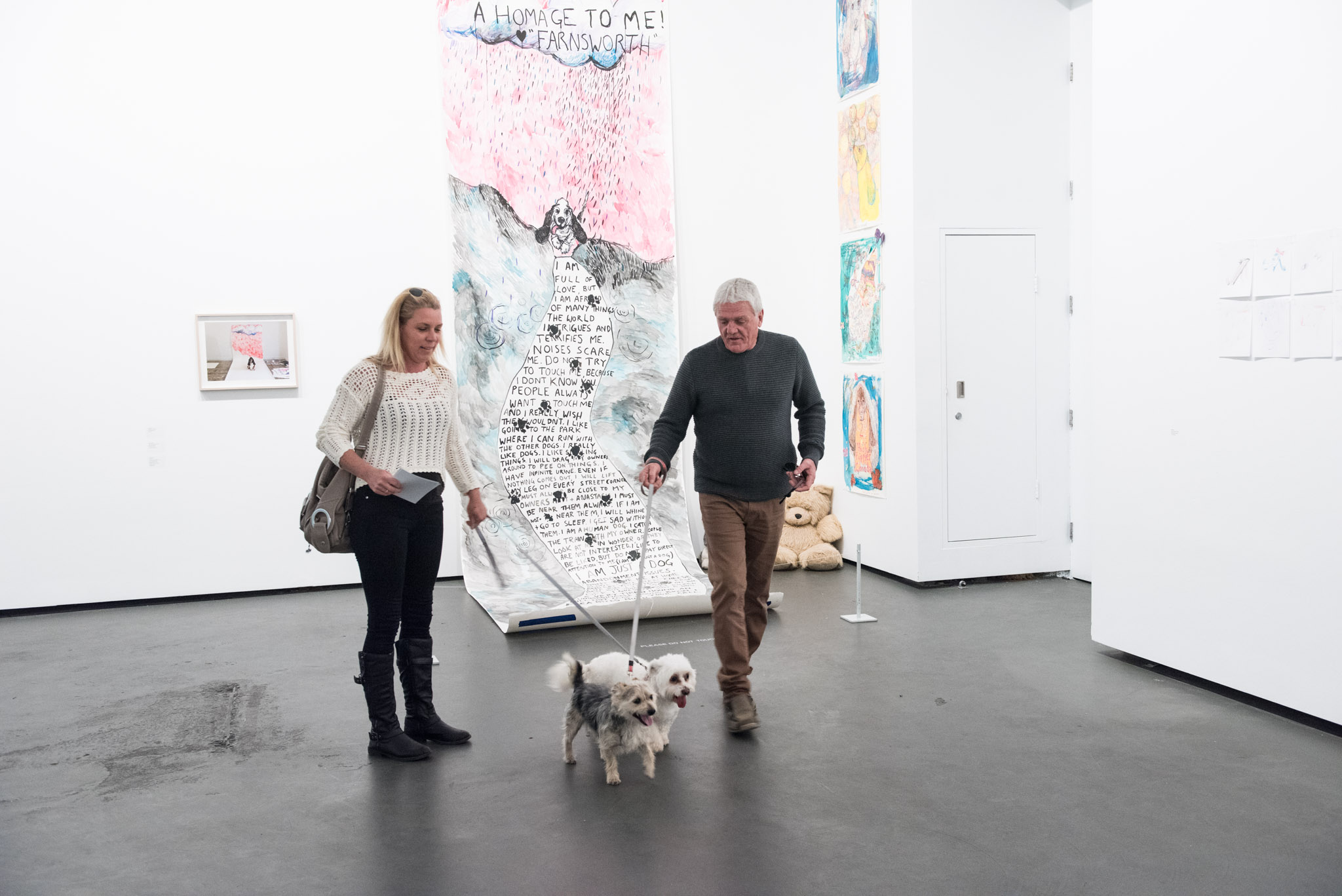  Visitors at the exhibition launch,  Every Dog Will Have its Day,  2017, Casula Powerhouse Arts Centre, Sydney. Photo: Hamish Ta-Me 