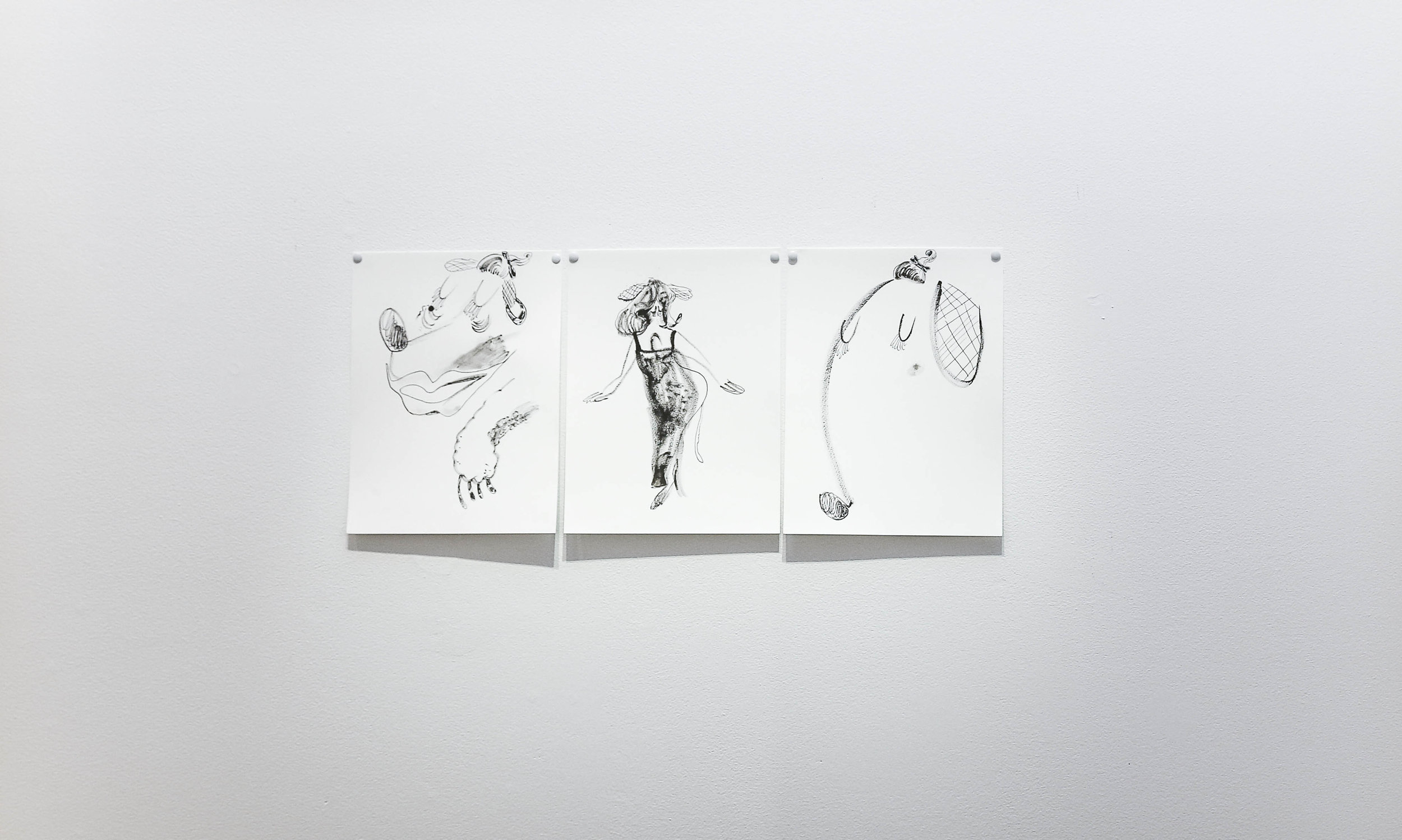 David Capra, drawings, installation view, Every Dog Will Have its Day, 2017, Casula Powerhouse Arts Centre, Sydney. Photo: Andrea Todic