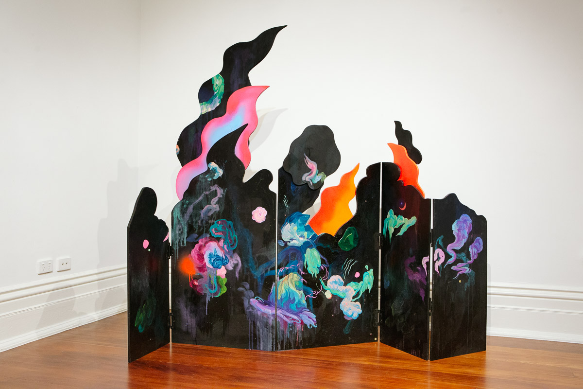 Louise Zhang, installation view, Closing the Distance, 2017, Bundoora Homestead Art Centre. Photo: Nicola Dracoulis.
