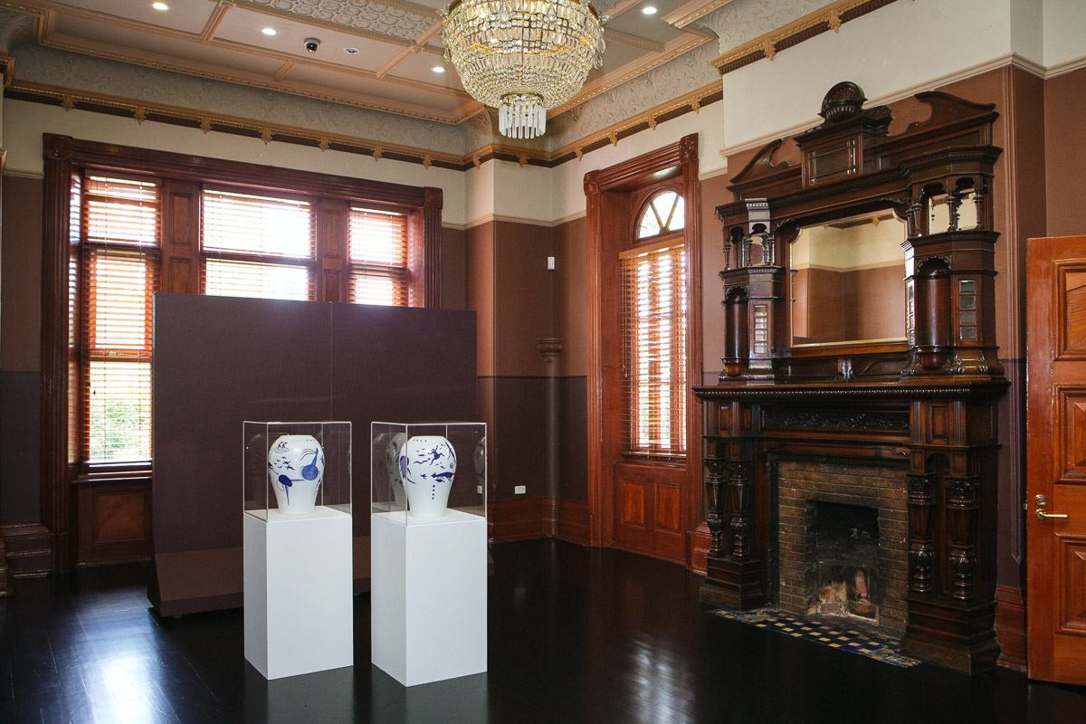 Guan Wei, installation view, Closing the Distance, 2017, Bundoora Homestead Art Centre. Photo: Nicola Dracoulis.