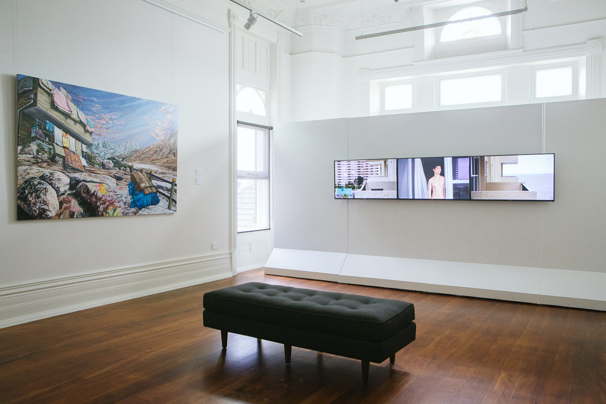 Kevin Chin and Shen Wei, installation view, Closing the Distance, 2017, Bundoora Homestead Art Centre. Photo: Nicola Dracoulis.
