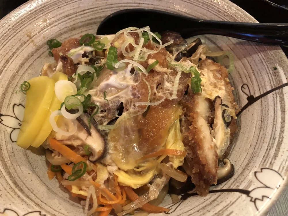 A katsu-don (deep fried pork bowl).