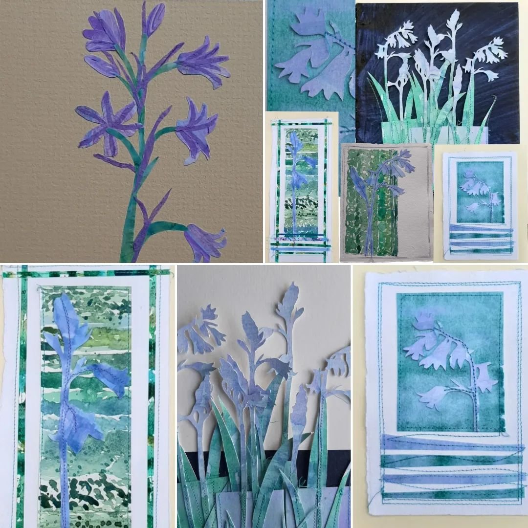 There's a flurry of #Bluebells coming to the #ArtExhibition at #WetherbyTownHall tomorrow. All mounted originals apart from the latest in the top left corner which is unmounted as yet. 
Come and join @artists_around_wetherby as we promote our #OpenSt