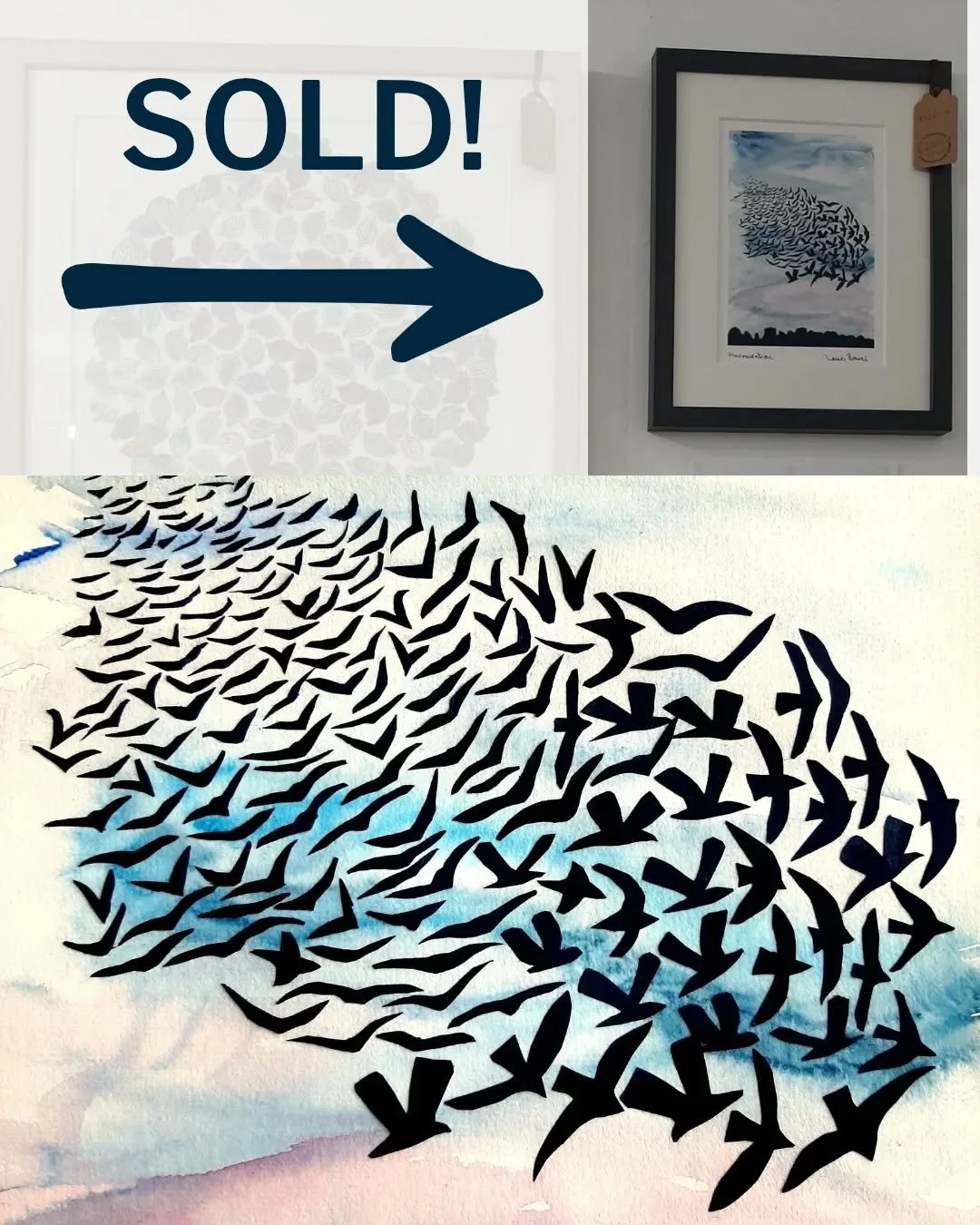 Very happy to have sold the framed version of my #Murmuration print 
Beautifully framed by @wetherbyframing 
I still have a couple of mounted prints that are coming with me this weekend. 
And soon I'll have a larger print as well! A3 size! 

Come to 
