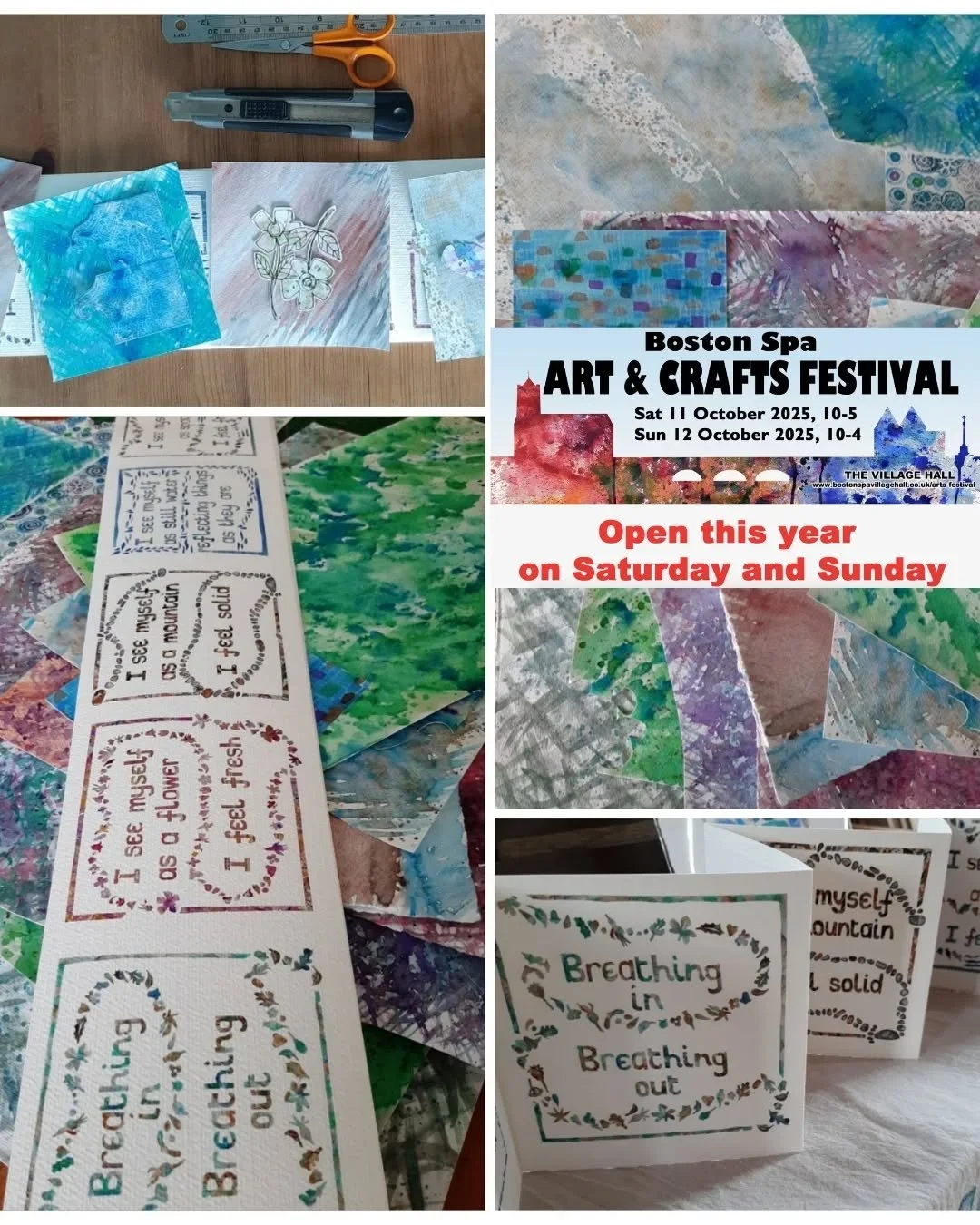 Choosing covers for my new #MeditationBooklets 
I sold three last weekend so I got another five from the printers and am adding covers ready for @bostonspaartscraftsfestival this weekend. 
One of many new items I'll have for this amazing festival. 
H