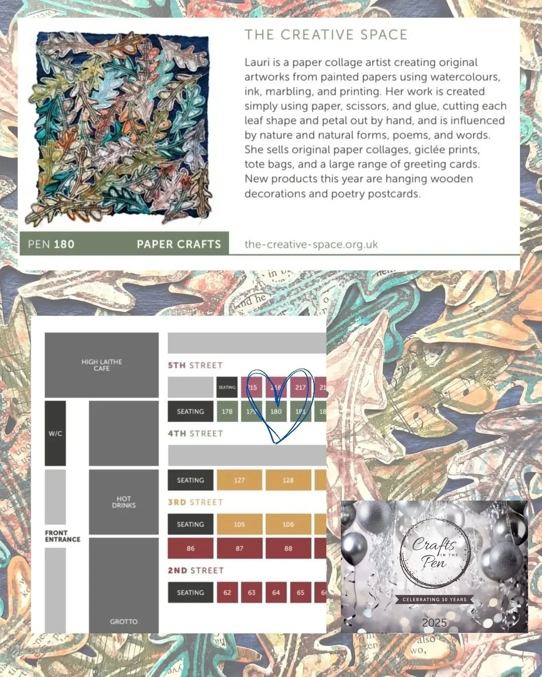 This is where you can find me at @craftsinthepen next weekend. 
Pen 180. Aisle 4.
Tickets are selling fast so don't miss out! 
It's the 10th year of #CraftsInThePen and it's going to be amazing with 231 artists, Santa's grotto, live music, food and d