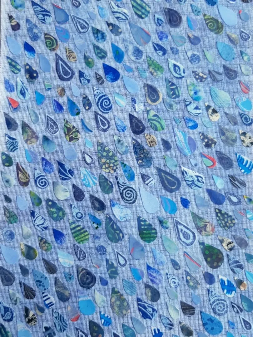 It may be termed blue Monday by some but 💙 blue 💙 is my favourite colour! That's why this original is displayed in the #Colour exhibition at @wetherbyframing until 21 Feb. 
The gallery will be open tomorrow and regularly Tue-Sat. 
Raindrops feature