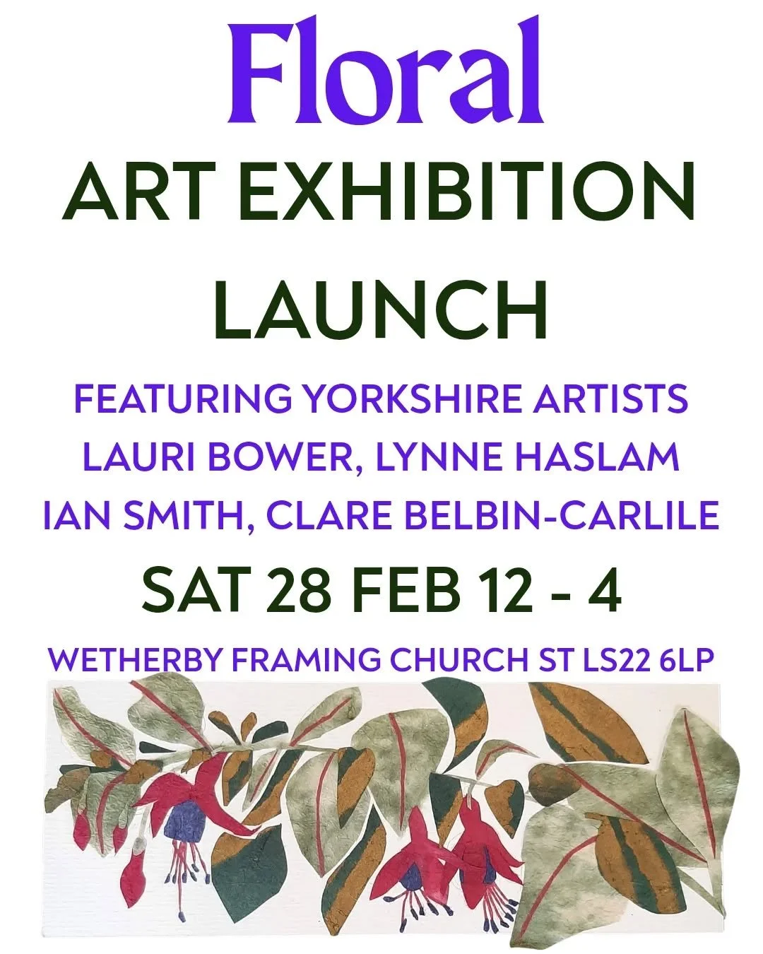 Announcing the next exhibition launch at #WetherbyGallery is #Floral 
You are all invited to the exhibition launch on Sat 28th Feb 12-4pm at @wetherbyframing
This exhibition, which runs until 28th March, is an extravagant display of flowers in differ